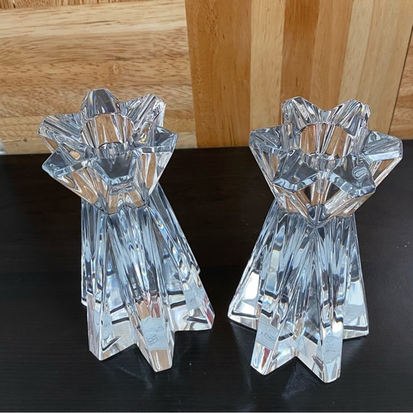 Pair of LENOX Ovations Lighting Starfire 6” Crystal Glass Candle Stick Holders - Picture 9 of 16
